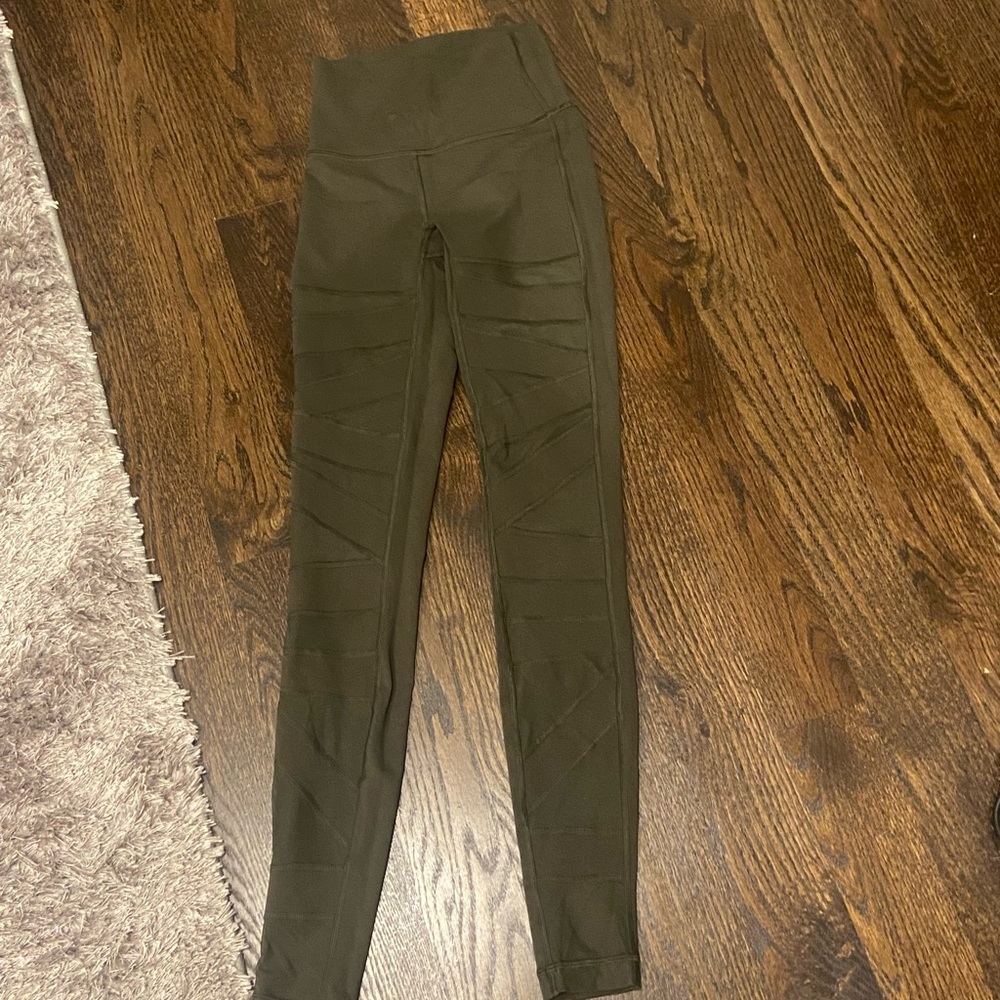 RARE| Lululemon Wunder Under High Rise Tech Mesh Dark Olive Leggings Size 2